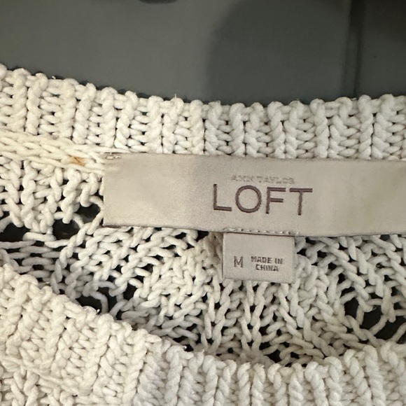 LOFT Cream Textured Knit Sweater - Picture 2 of 4